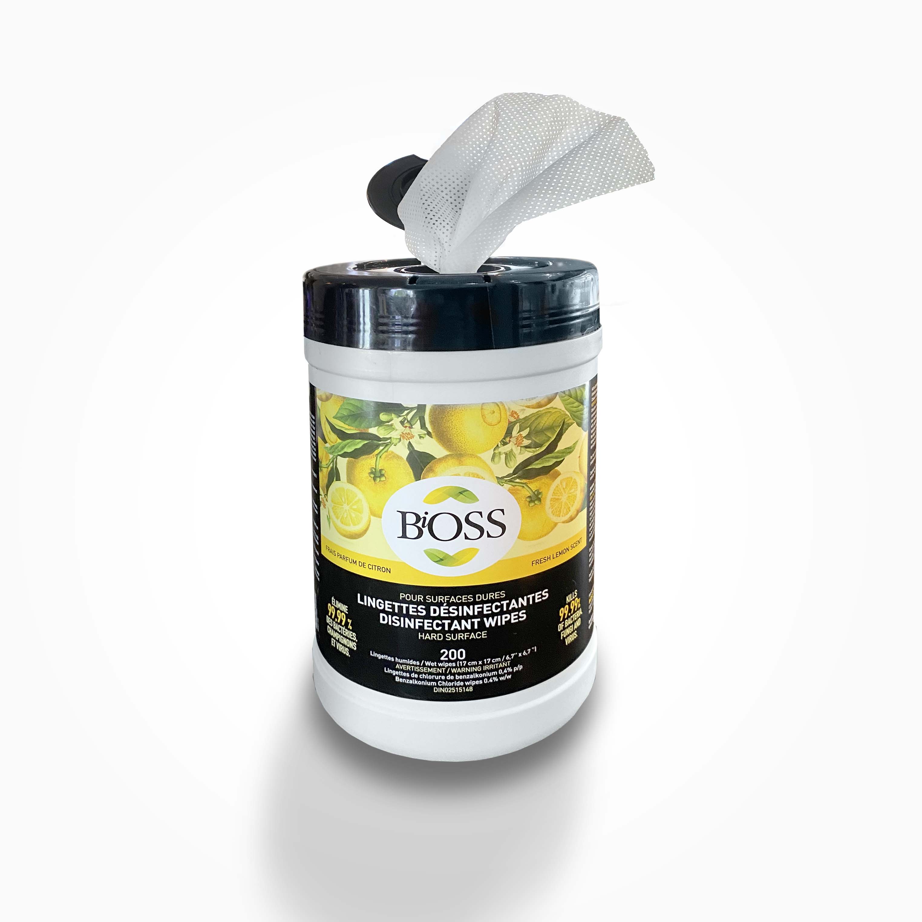 BiOSS | Lingettes désinfectantes pour surfaces - 200 - Parfum citron