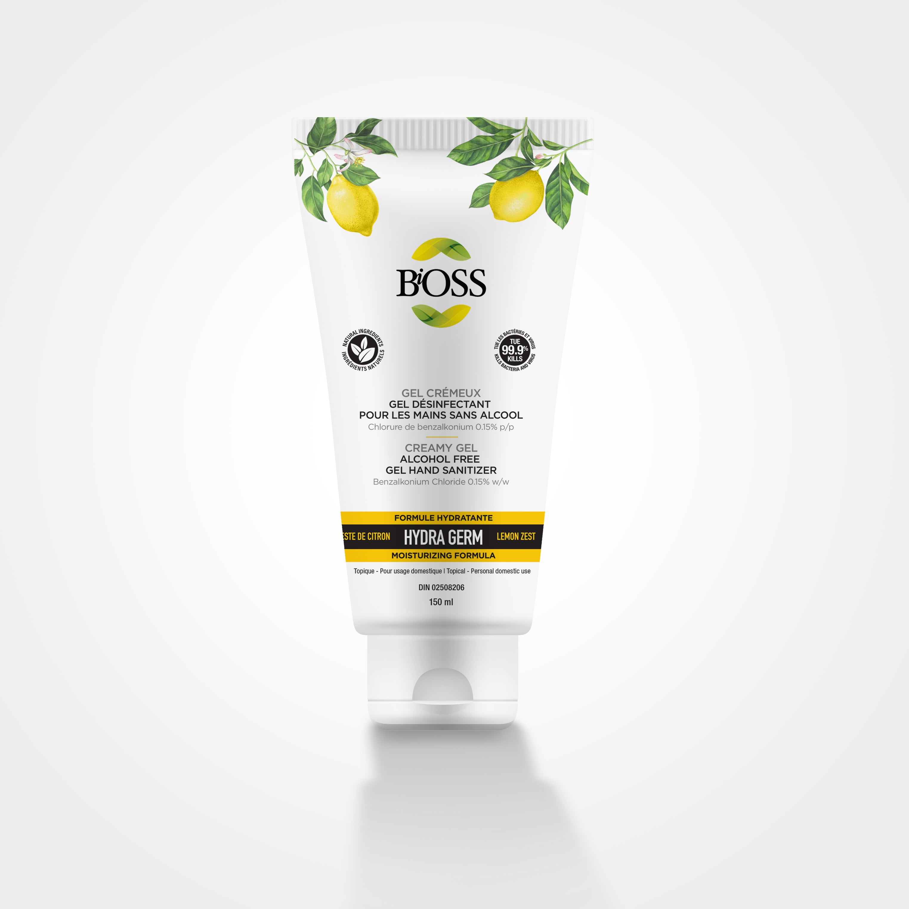 GEL CRÈMEUX 2 en 1 HYDRATANT et DÉSINFECTANT | BiOSS Hydra Germ 150ml - Essence de citron
