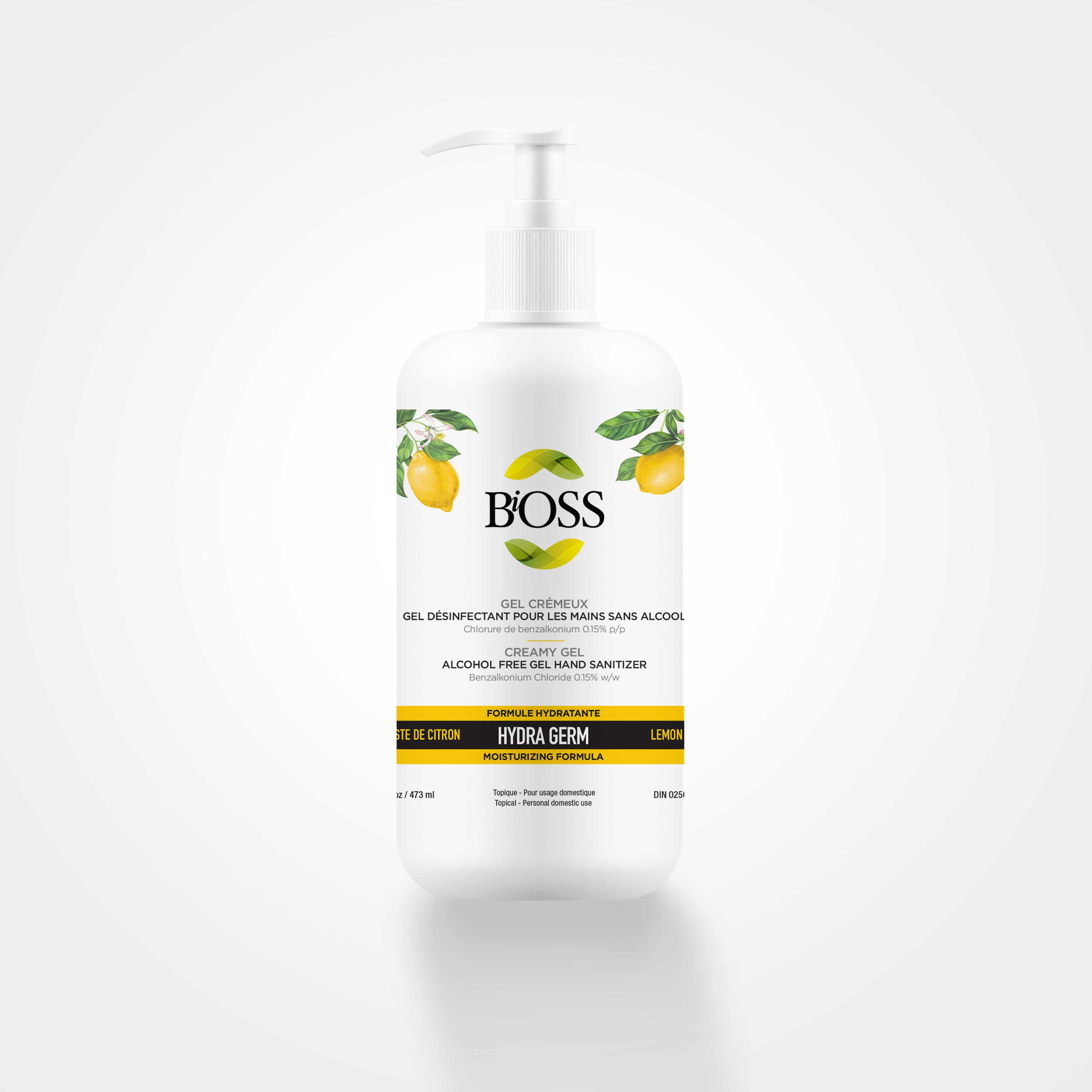 GEL CRÈMEUX 2 en 1 HYDRATANT et DÉSINFECTANT | BiOSS Hydra Germ 473ml - Essence de citron